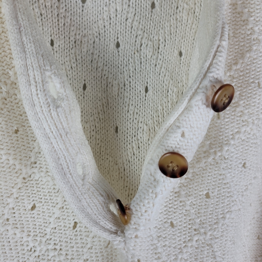 Vintage Marsh Landing Ramie Cotton Ivory Cream Eyelet Henley Sweater Size Small - Picture 3 of 13